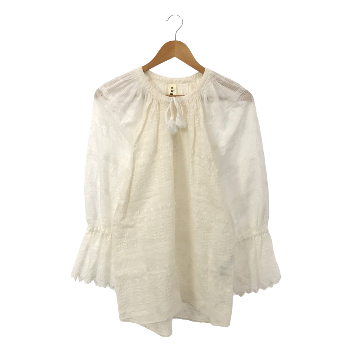 nagonstans / Nagonstans | Lace embroidery gathered volume tuck blouse | 38 | White | Women's