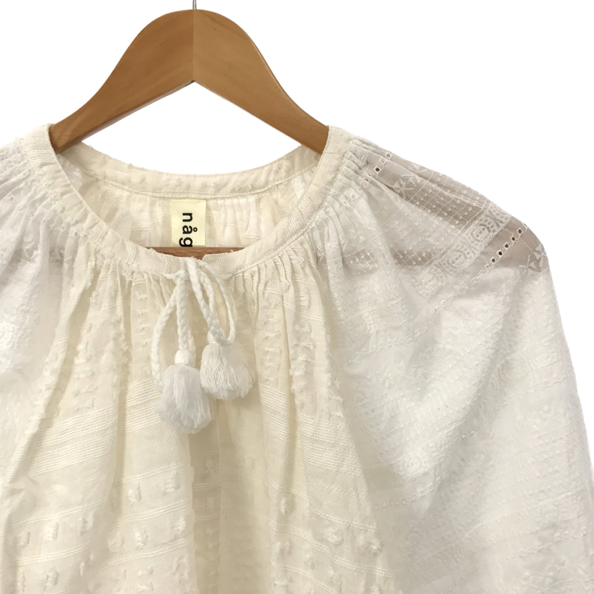 nagonstans / Nagonstans | Lace embroidery gathered volume tuck blouse | 38 | White | Women's