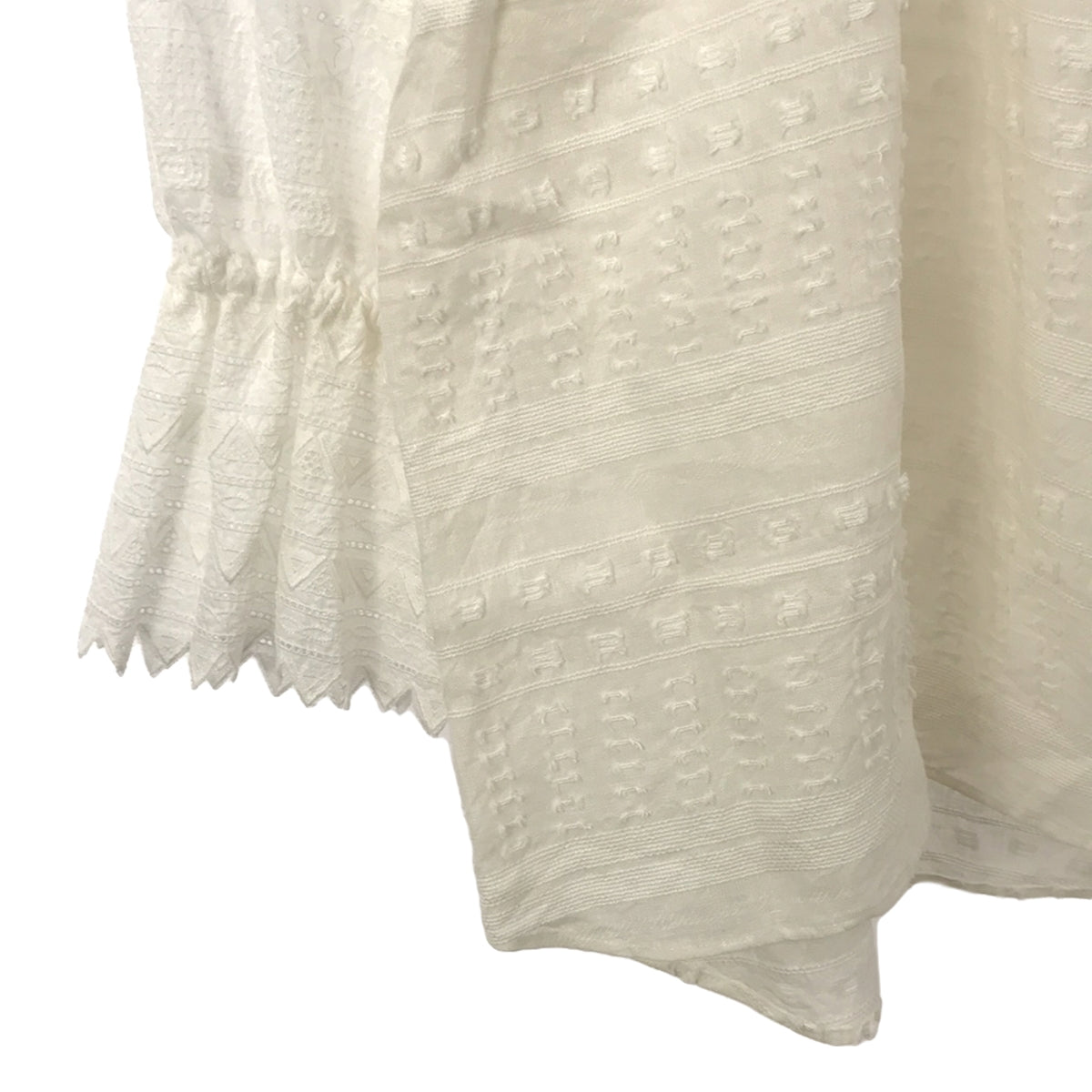 nagonstans / Nagonstans | Lace embroidery gathered volume tuck blouse | 38 | White | Women's