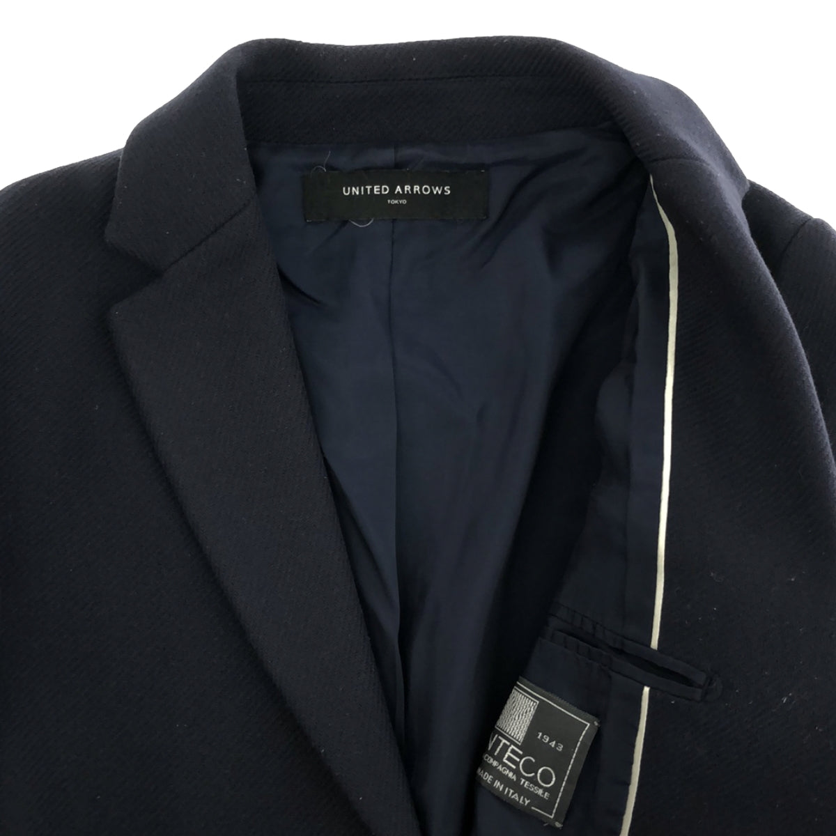 UNITED ARROWS | MANTECO Wool Long Chester Coat | 38 | Navy | Women's