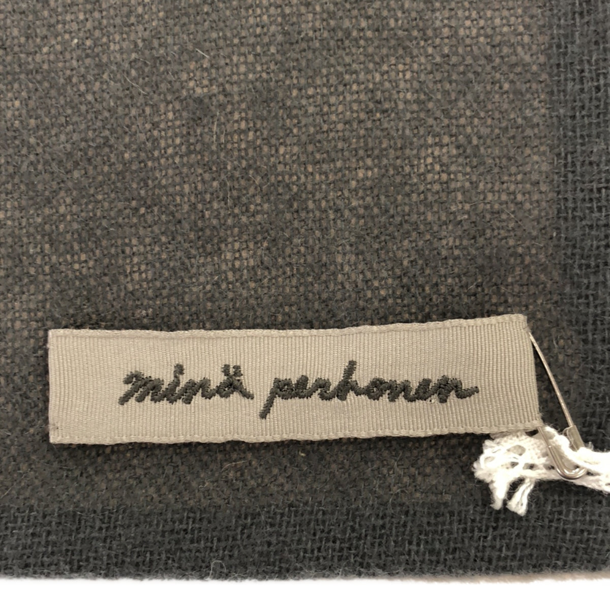 [品相良好] mina perhonen / minuit 天鵝絨羊絨圍巾披肩 |灰色 |女性的