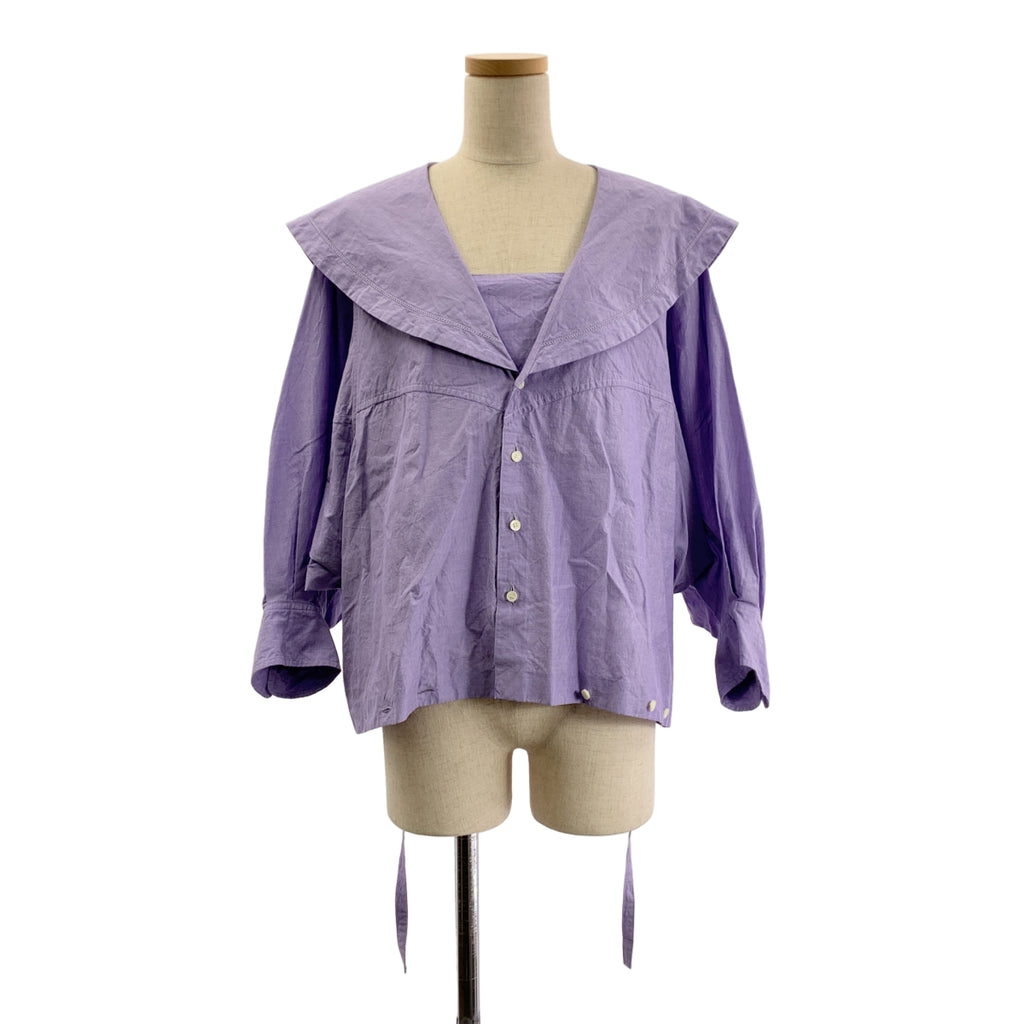 beautiful people / ビューティフルピープル | double-end cotton sheets sailor blouse ダブルエンド シャツ | 34 | パープル | レディース