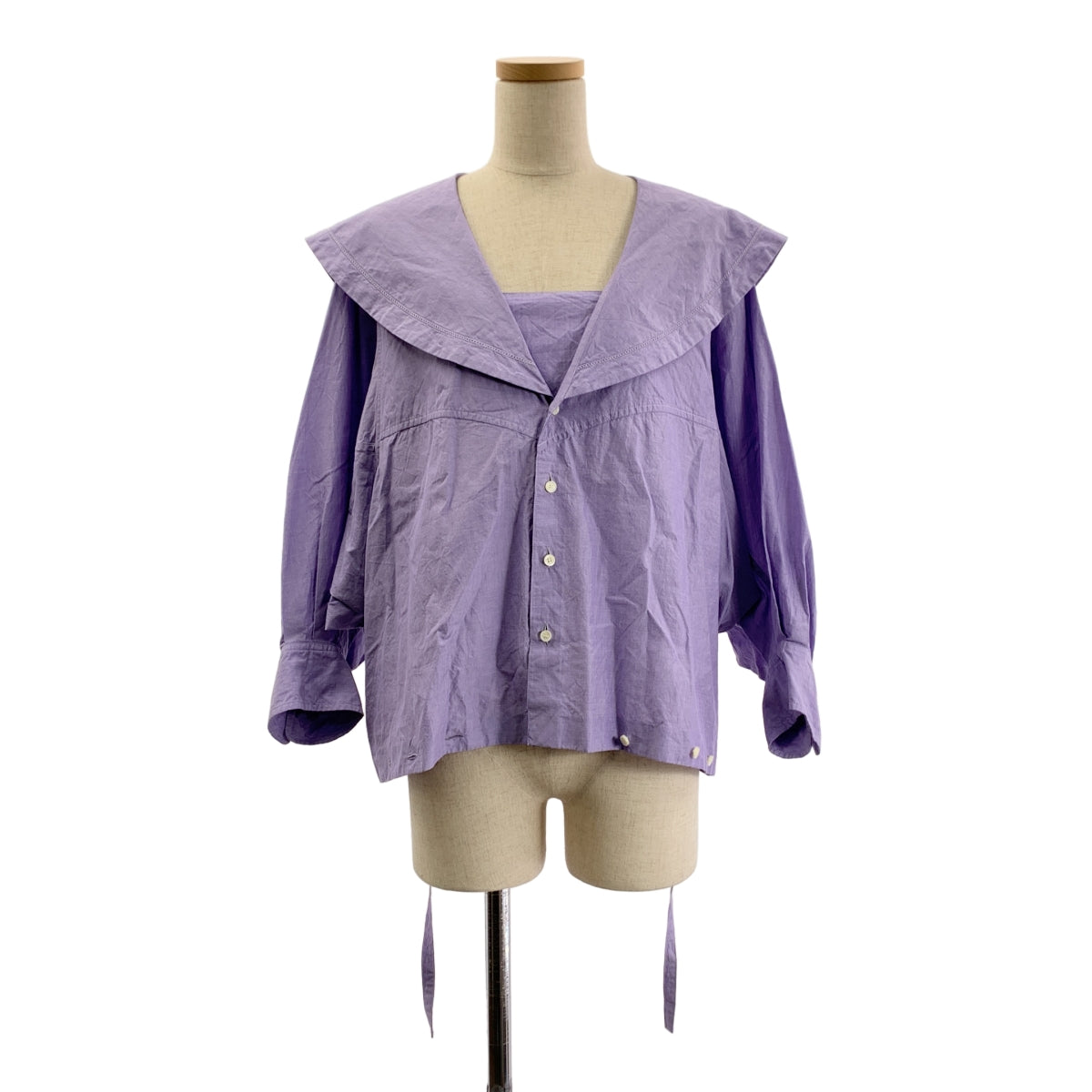 beautiful people / ビューティフルピープル | double-end cotton sheets sailor blouse ダブルエンド シャツ | 34 | パープル | レディース