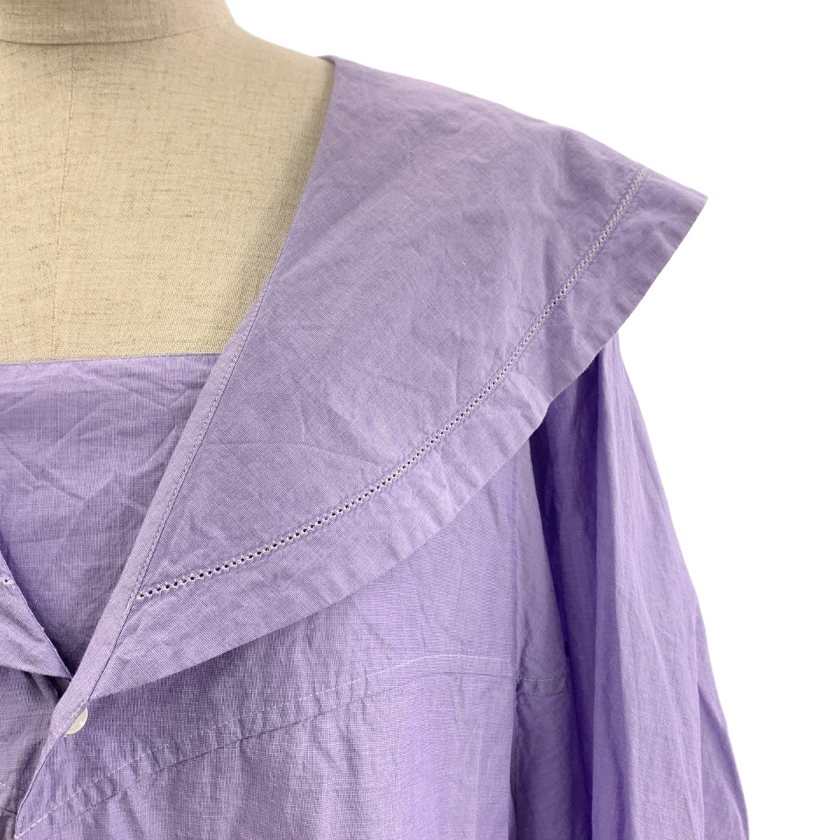 beautiful people / ビューティフルピープル | double-end cotton sheets sailor blouse ダブルエンド シャツ | 34 | パープル | レディース