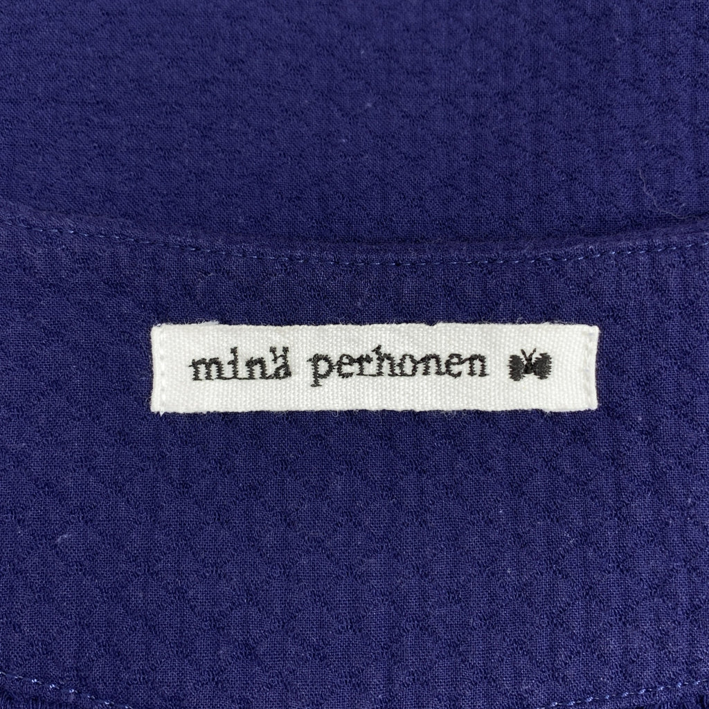 mina perhonen / ミナペルホネン | petrichor / ペトリコール ワンポイントエンブロイダリー ボリュームスリーブ ブラウス | 36 | ネイビー | レディース