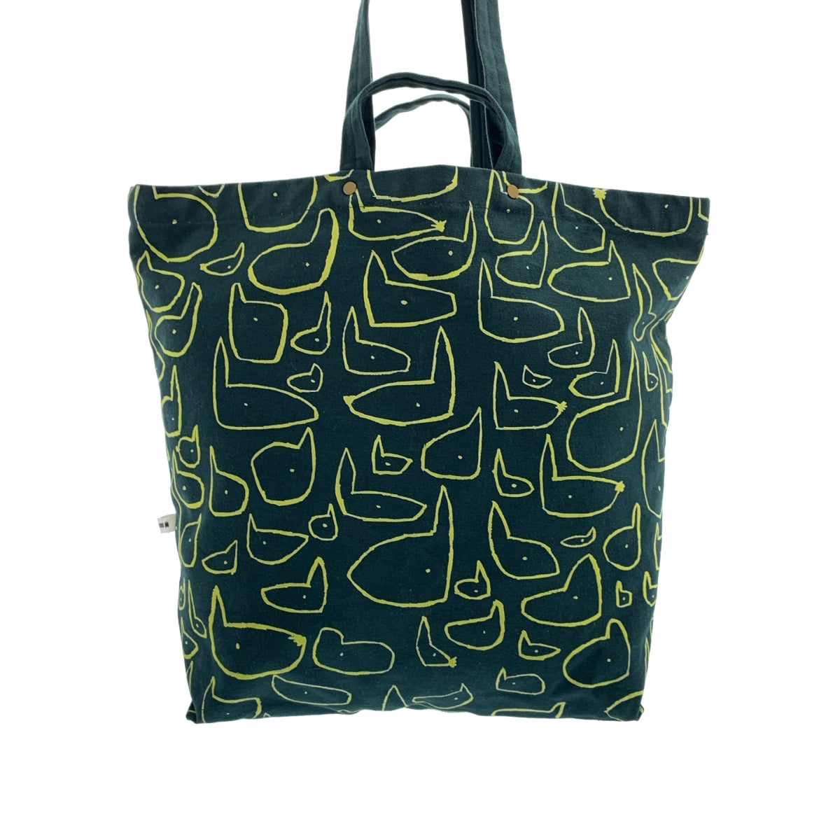 mina perhonen / 미나펠호넨 | 2024AW | chit-chat / 칫 채팅 총 무늬 핸드 토트 백 | 그린 / 옐로우 | 여성