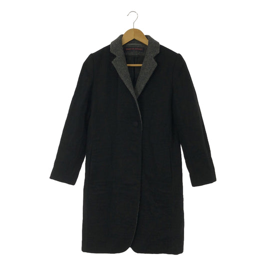 MARTIN GRANT | Wool Alpaca Single Chesterfield Coat | Size 36 | Black/Grey | Women's