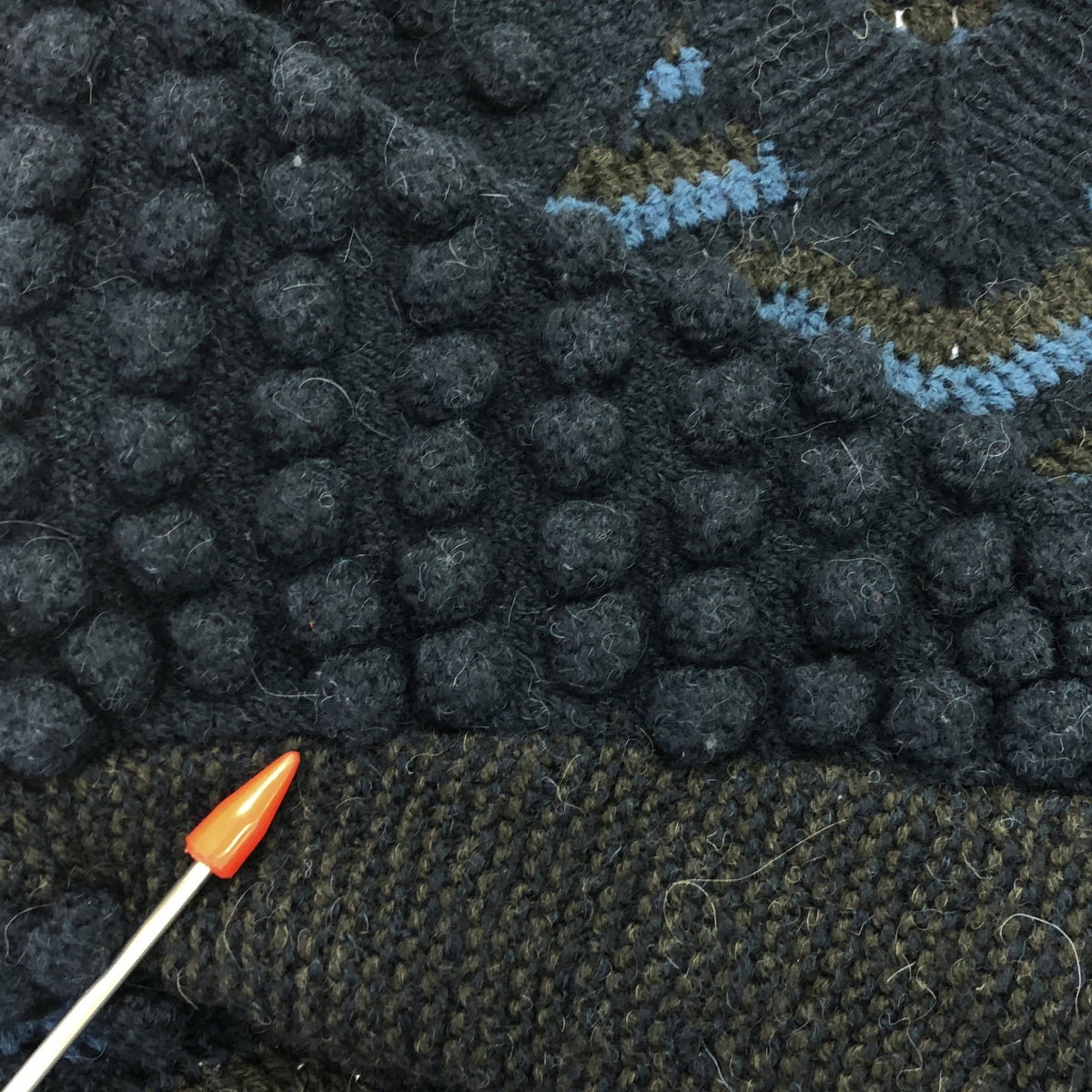 JUN MIKAMI / ジュンミカミ | ウール アルパカ Vネックニット | ネイビー/ブラウン/ライトブルー | レディース