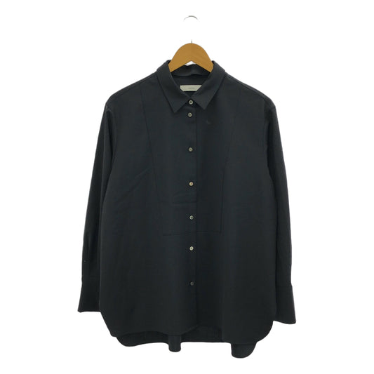 【美品】  ebure / エブール | 2024AW | ブルーム オーバーシャツ ブラウス / 襟着脱可 | 38 | ブラック | レディース