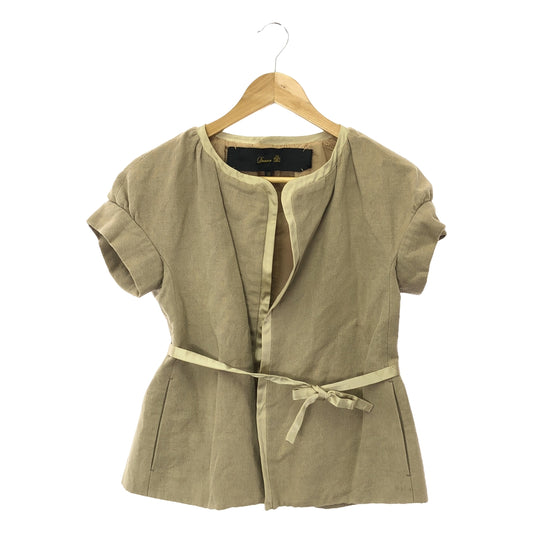 Drawer | Cotton linen no-collar belted sleeveless jacket / fully lined | 38 | Women's