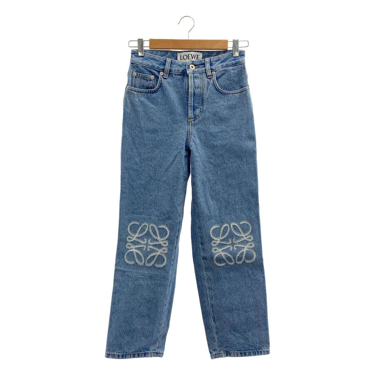 LOEWE / ロエベ | アナグラム ロゴレザーパッチ デニムパンツ | 32 | レディース