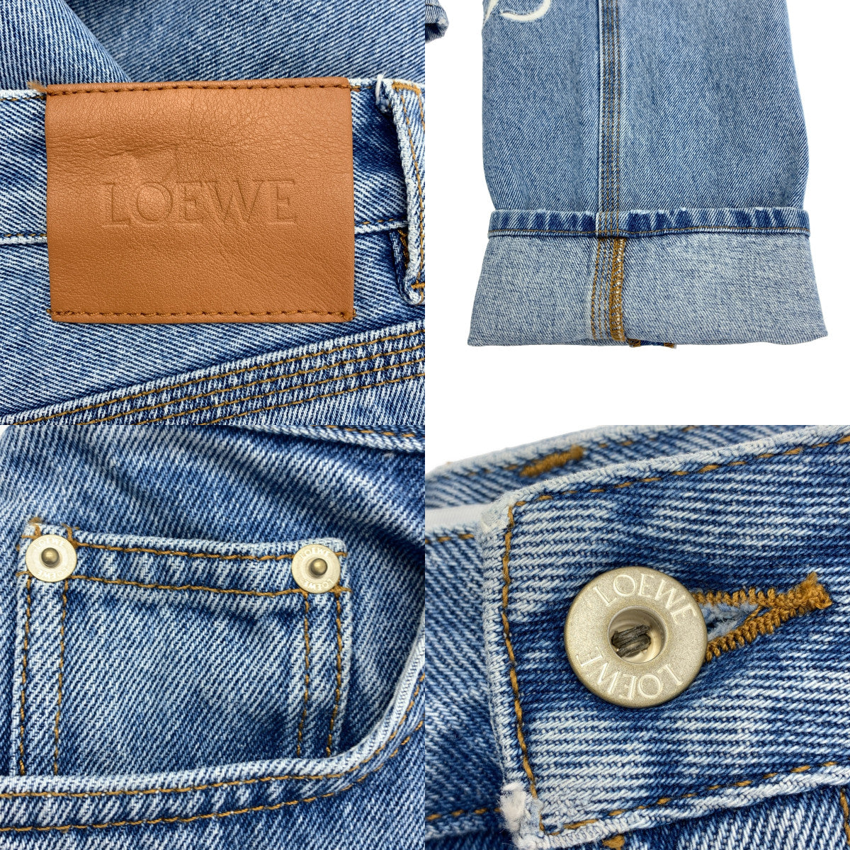 LOEWE / 로에베 | 아나그램 로고 가죽 패치 데님 팬츠 | 32 | 여성