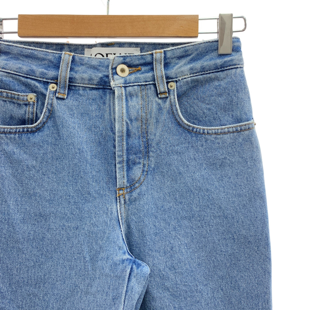 LOEWE / 로에베 | 아나그램 로고 가죽 패치 데님 팬츠 | 32 | 여성