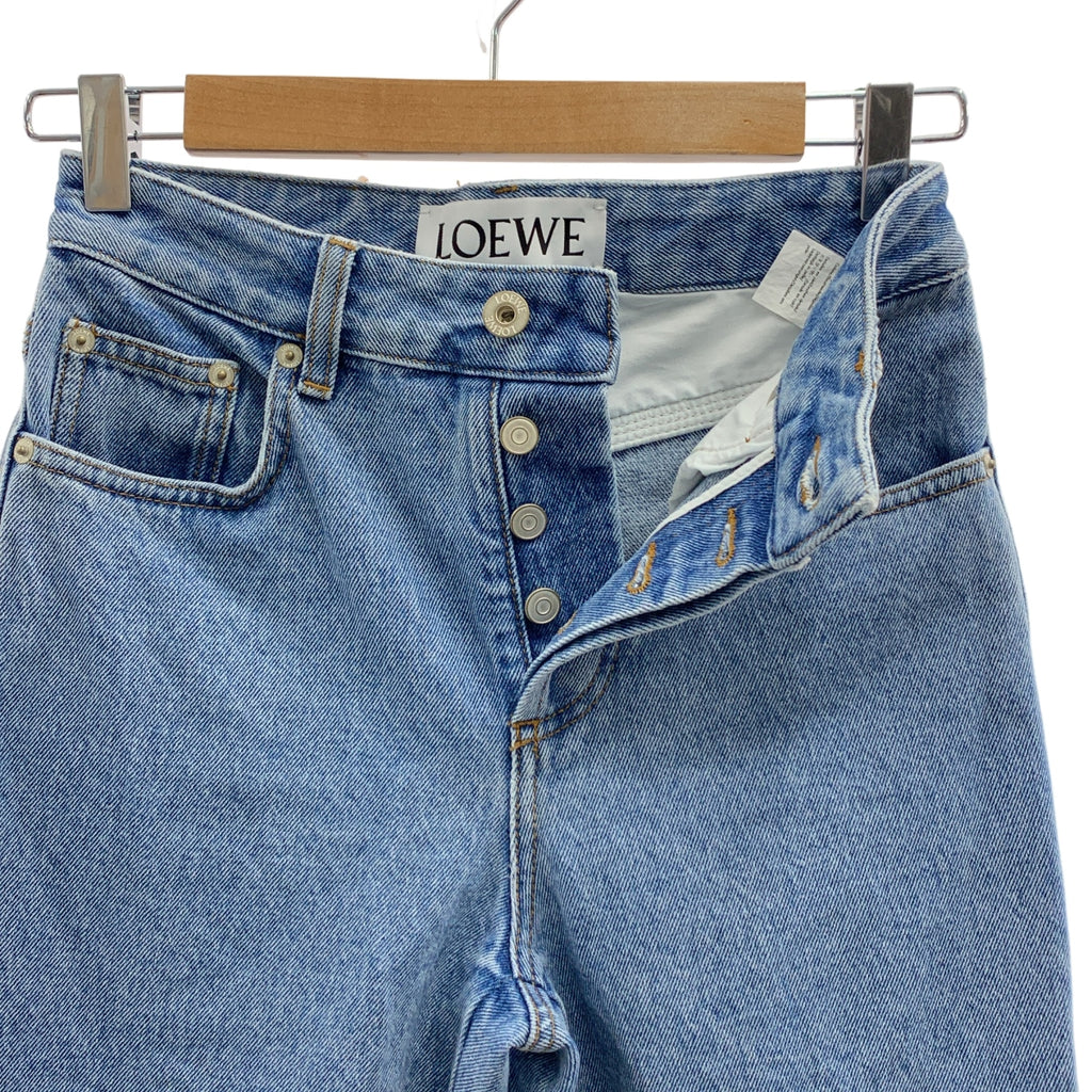 LOEWE / 로에베 | 아나그램 로고 가죽 패치 데님 팬츠 | 32 | 여성