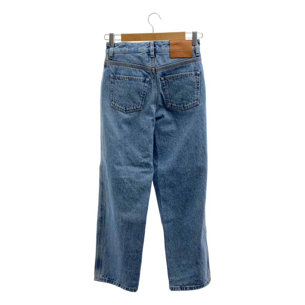 LOEWE / 로에베 | 아나그램 로고 가죽 패치 데님 팬츠 | 32 | 여성