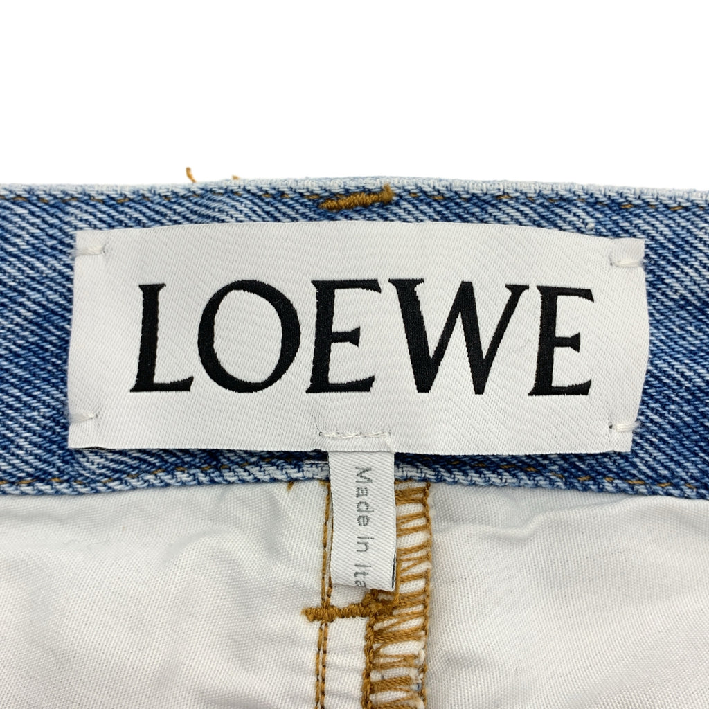 LOEWE / 로에베 | 아나그램 로고 가죽 패치 데님 팬츠 | 32 | 여성