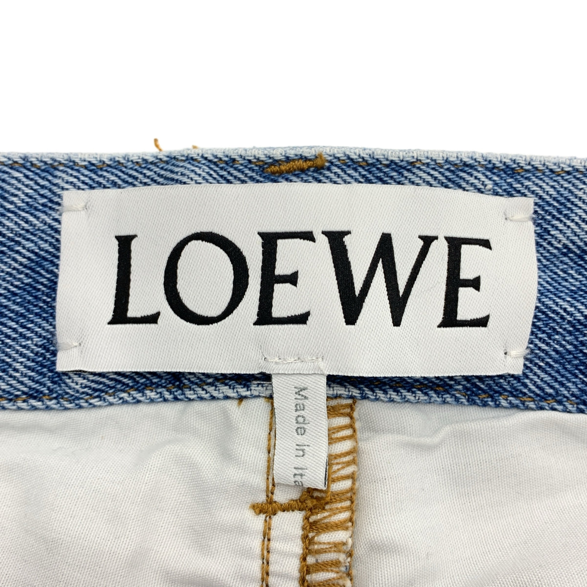 LOEWE / 로에베 | 아나그램 로고 가죽 패치 데님 팬츠 | 32 | 여성