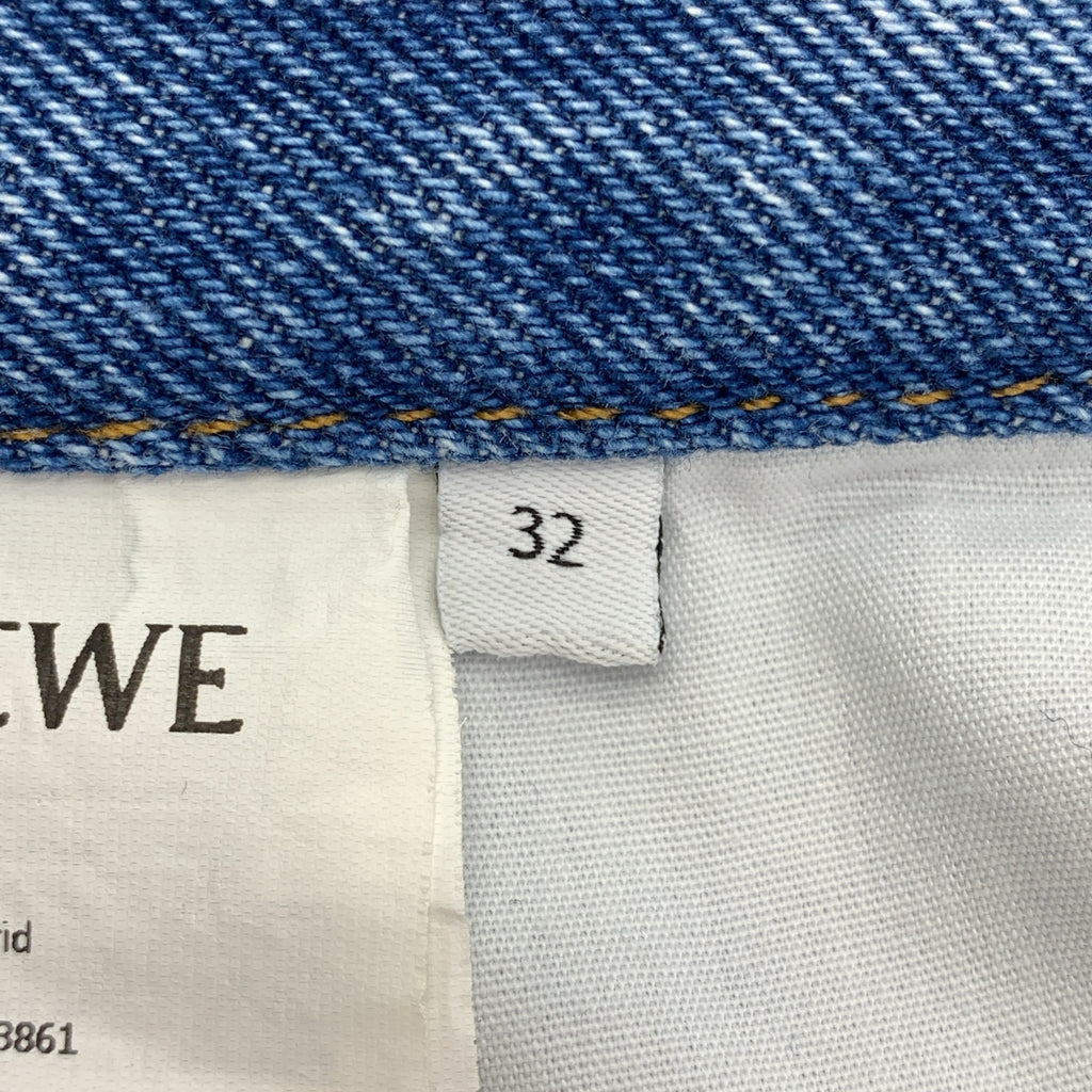 LOEWE / 로에베 | 아나그램 로고 가죽 패치 데님 팬츠 | 32 | 여성