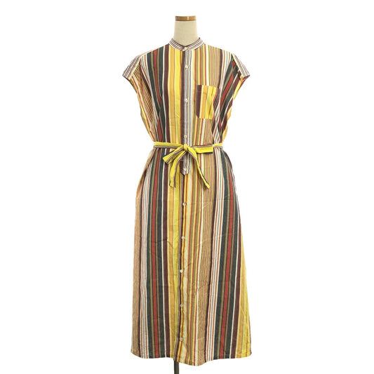 Engineered Garments | Cotton Multi-Stripe Belted Sleeveless Shirt Dress | 1 | Women's