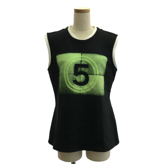 CHANEL | Coco Mark Numbering Layered Rib Sweat Tank Top Cut and Sew | 36 | Women's