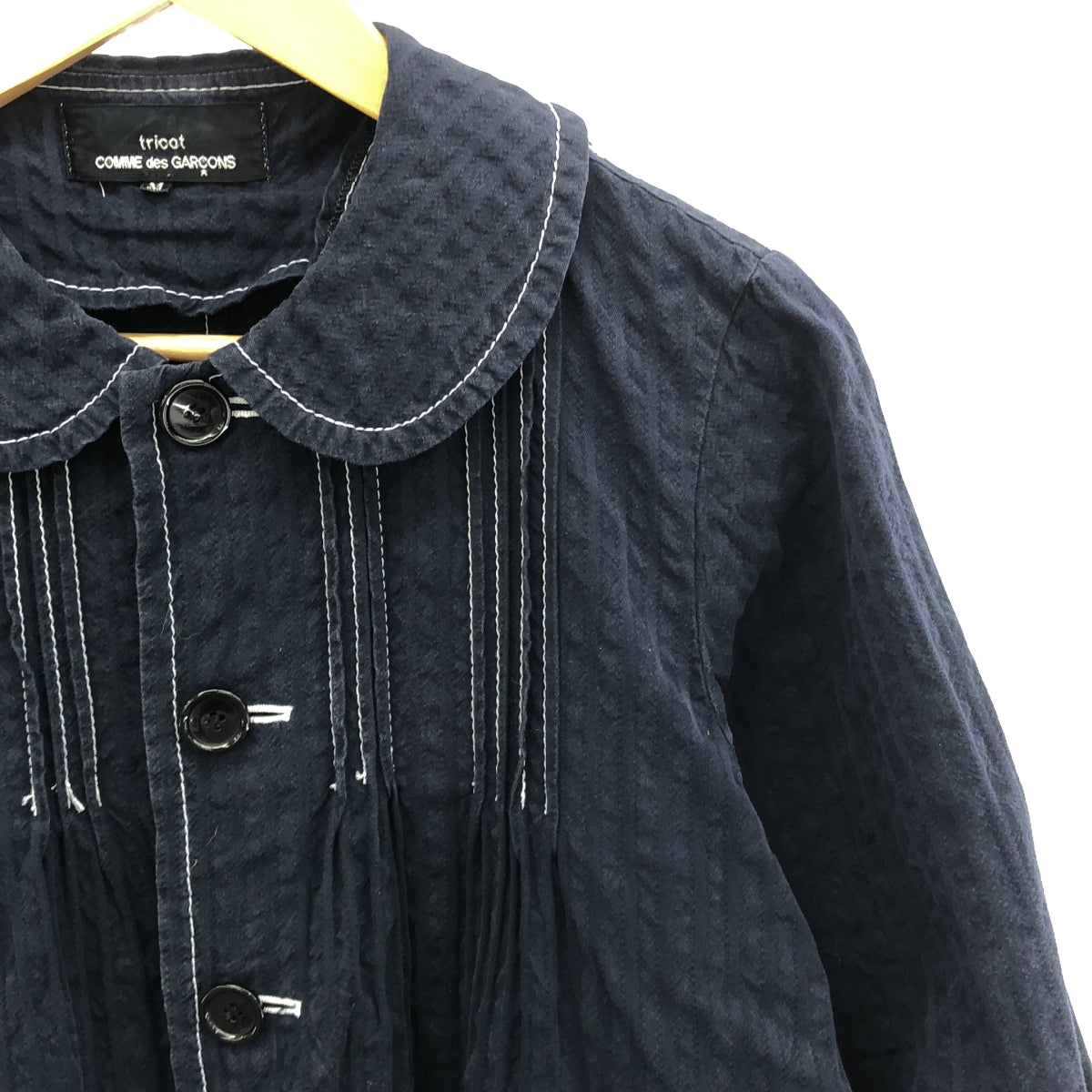 tricot COMME des GARCONS / トリココムデギャルソン | 2011SS | 皺加工 ステッチ 丸襟 シャツワンピース | M | レディース