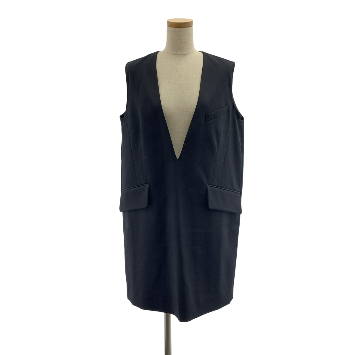 MM6 Maison Margiela / 엠엠 식스 메종 마르제라 | 2019SS | 울 혼련 능직 V 넥 민소매 원피스 점퍼 스커트 |