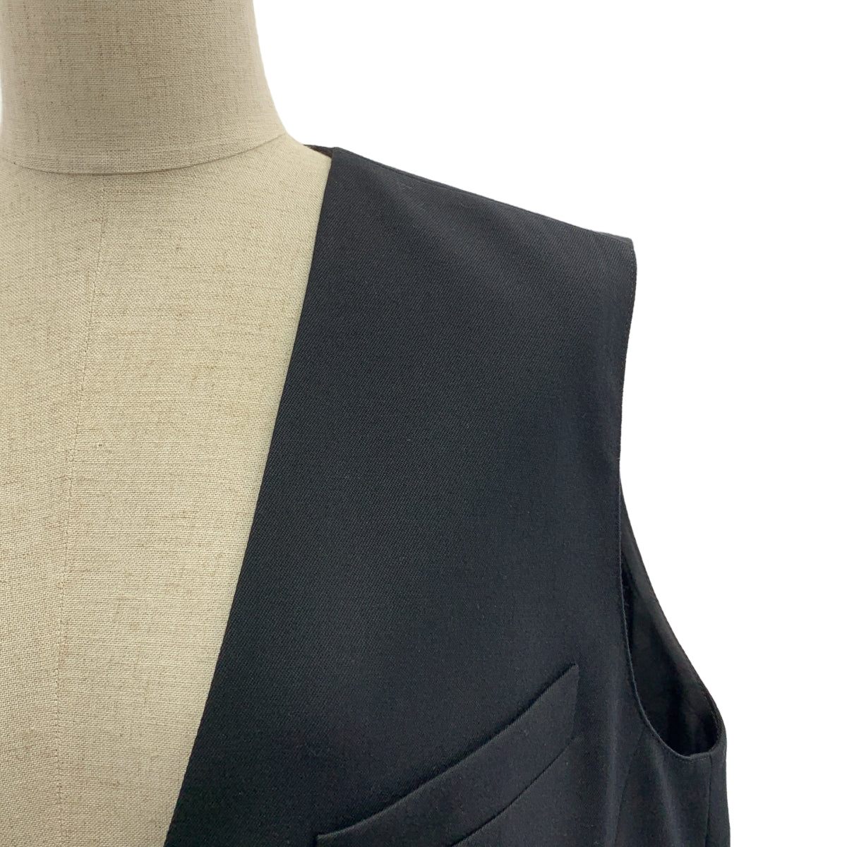 MM6 Maison Margiela / 엠엠 식스 메종 마르제라 | 2019SS | 울 혼련 능직 V 넥 민소매 원피스 점퍼 스커트 |