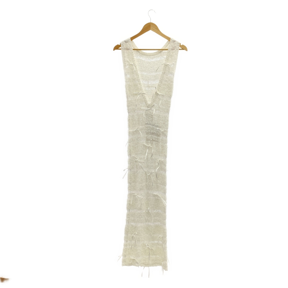 HAENGNAE | KISHIMAN 蝴蝶結針織洋裝 | 緞帶裝飾針織無袖洋裝 | F碼 | 女款