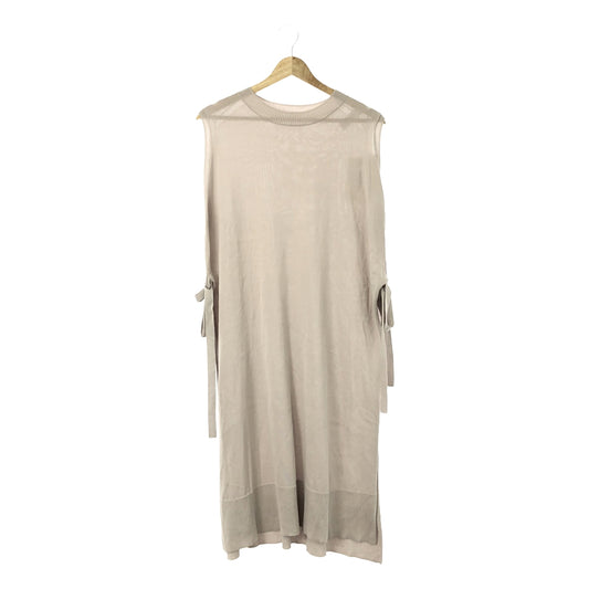 [Good Condition] MIDIUMISOLID | Cotton Linen Side Ribbon Long Knit Vest Dress | F | Light Gray | Women's