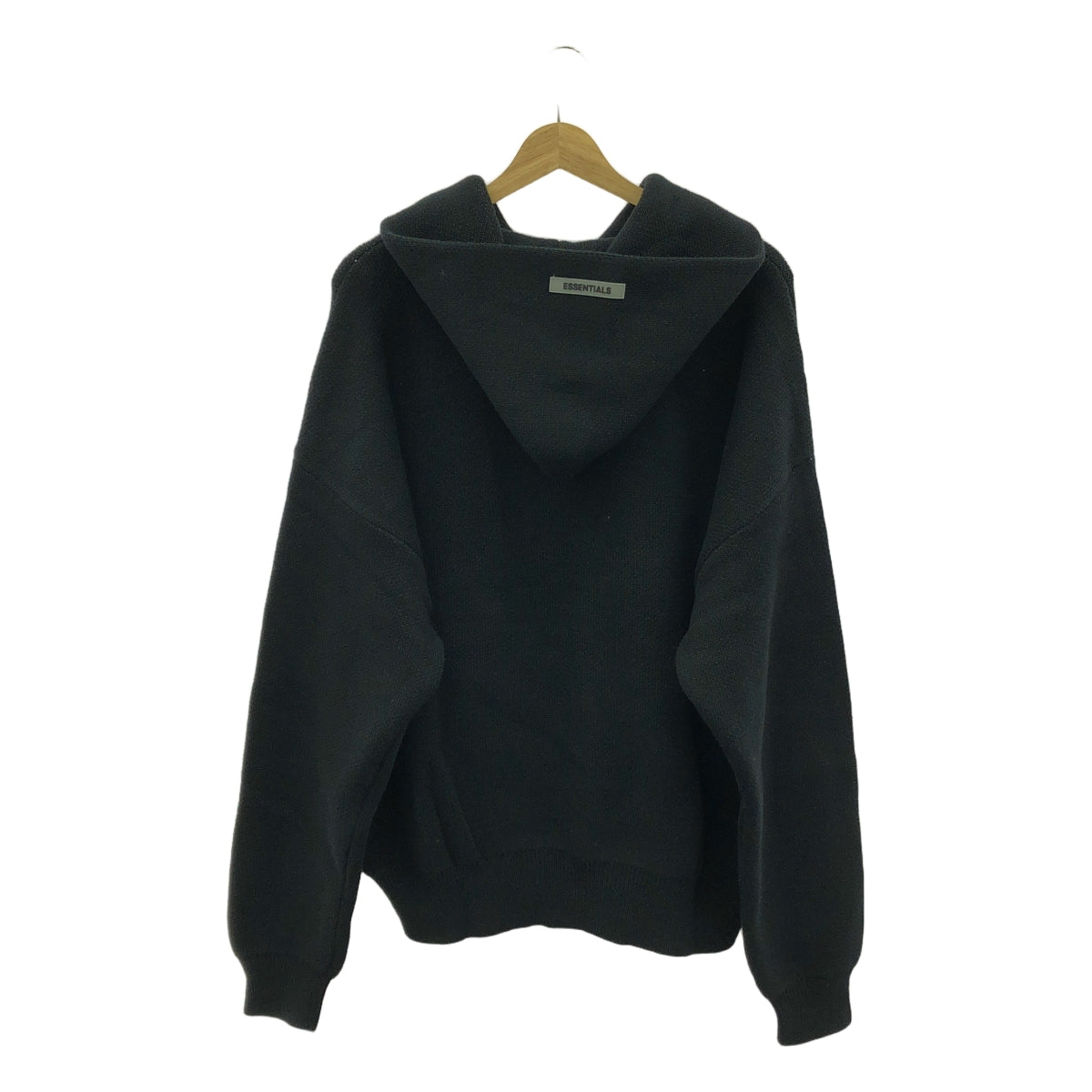 【美品】  FOG ESSENTIALS / エフオージーエッセンシャルズ | KNIT SWEATER ロゴ ニット パーカー | M | ブラック | メンズ