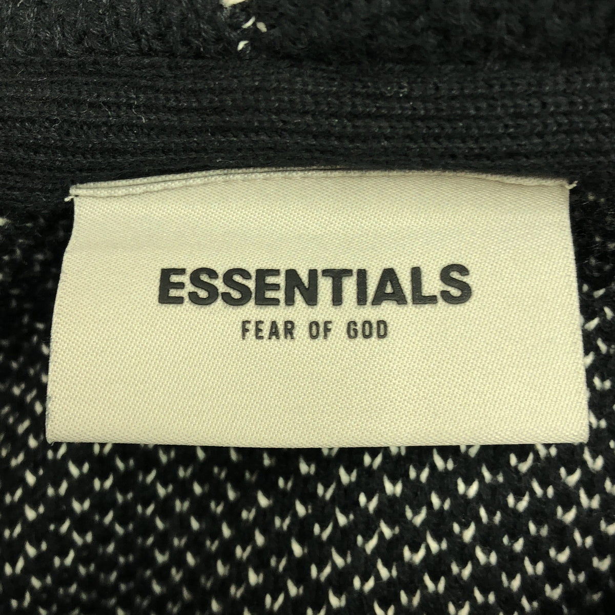 【美品】  FOG ESSENTIALS / エフオージーエッセンシャルズ | KNIT SWEATER ロゴ ニット パーカー | M | ブラック | メンズ