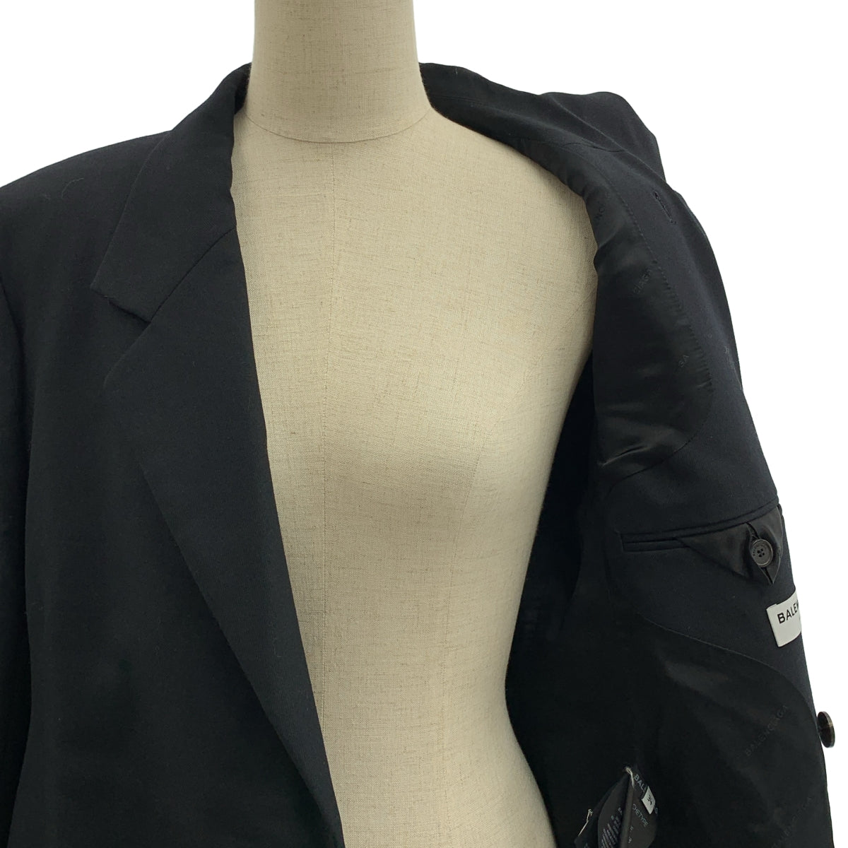 BALENCIAGA / バレンシアガ | ロゴボタン シングルブレスト テーラード ジャケット / 総裏地 | 34 | ブラック | レディース