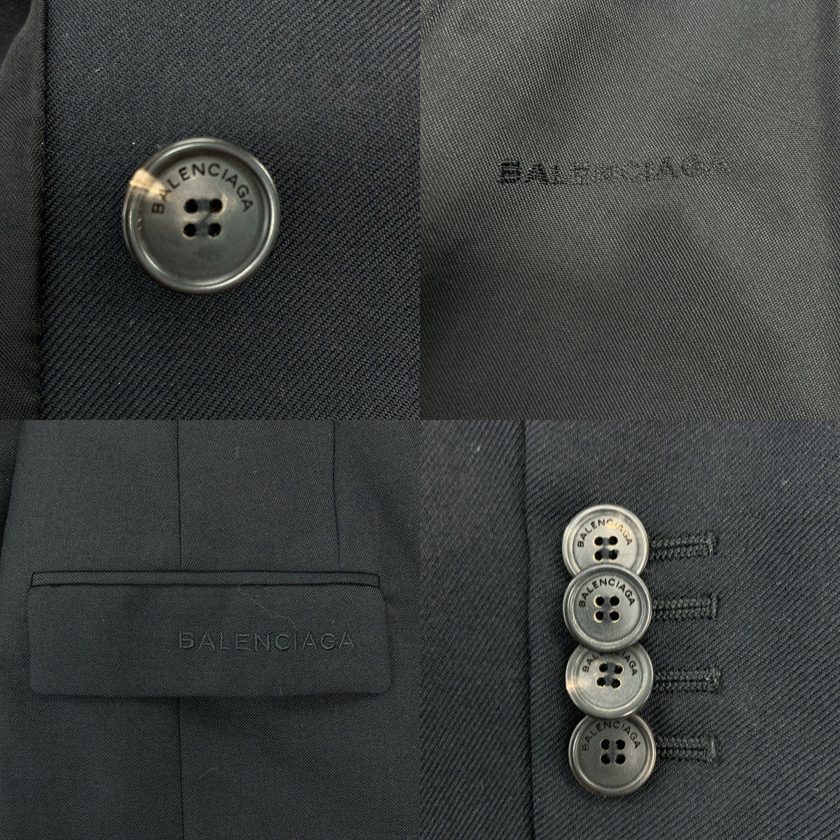 BALENCIAGA / バレンシアガ | ロゴボタン シングルブレスト テーラード ジャケット / 総裏地 | 34 | ブラック | レディース