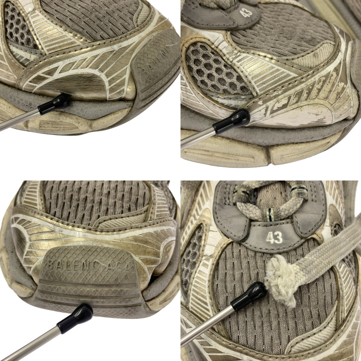 BALENCIAGA / 발렌시아가 | 3XL 유즈드 가공 로우 컷 스니커즈 | 28.5 | 그레이 | 남성