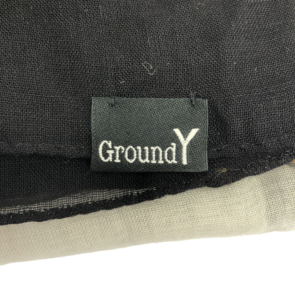 【美品】  Ground Y / グラウンドワイ | 総柄 大判 スカーフ | ブラック/ボルドー