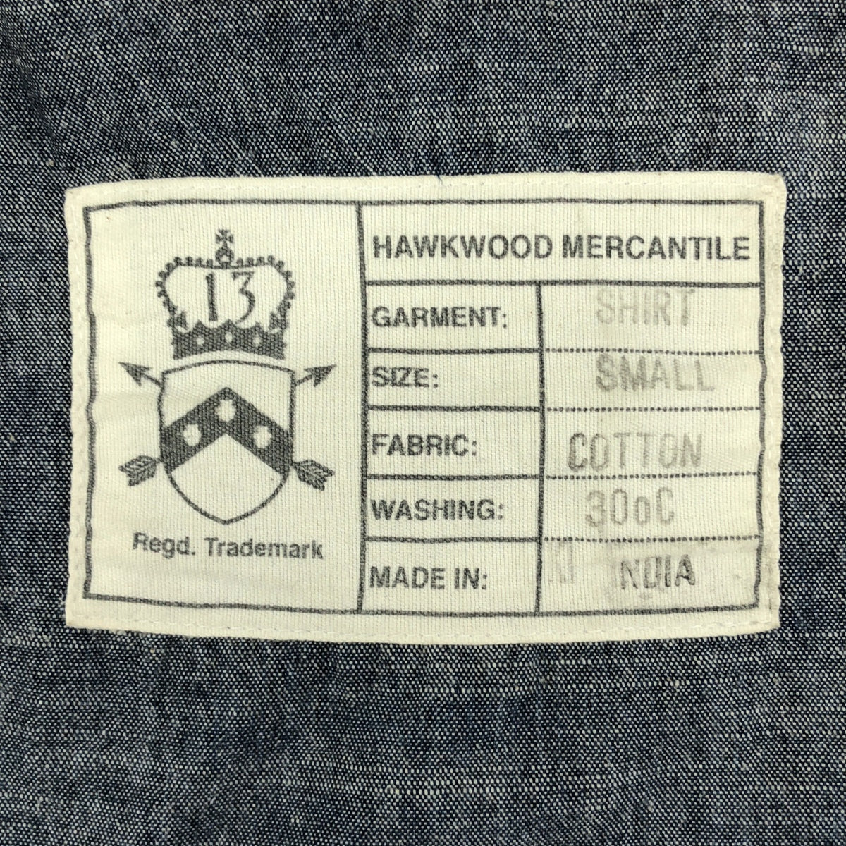Hawkwood Mercantile | Rigger 襯衫棉質 Ringer Chambray 襯衫 | S | 藍色 | 男款
