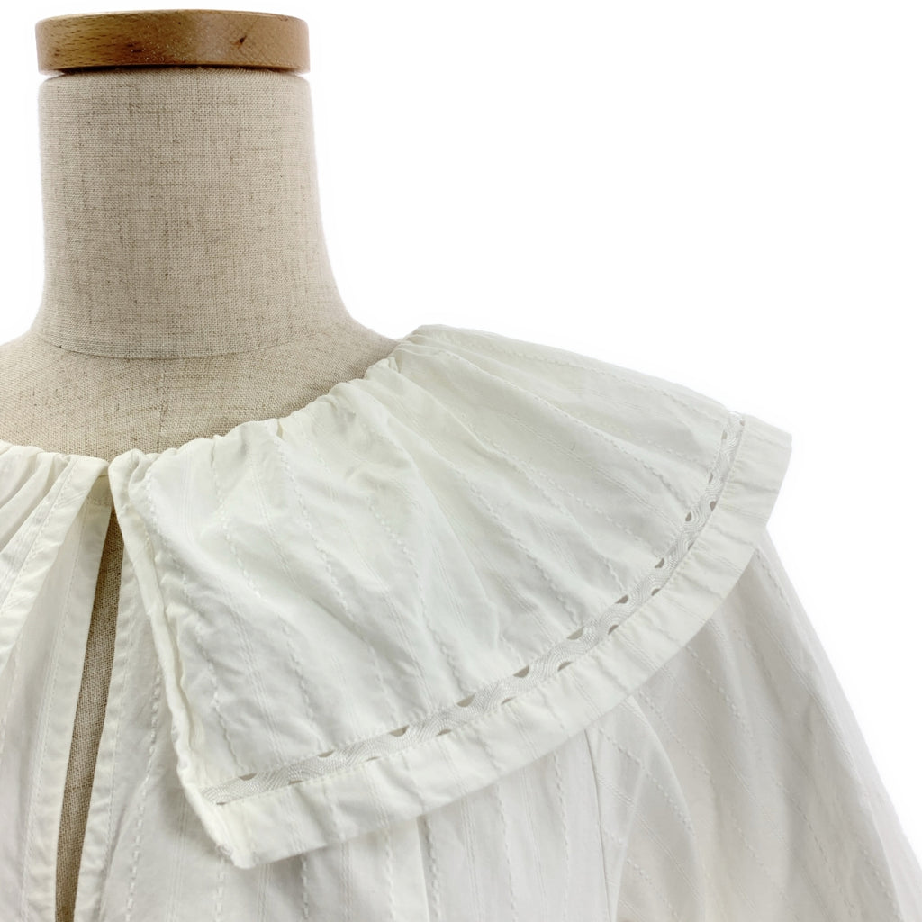 ne Quittez pas / 누키테파 | Poplin Dobby Zigzag Tape Big Collar Dress / 개더 볼륨 드레스 원피스 / 안감 | M |