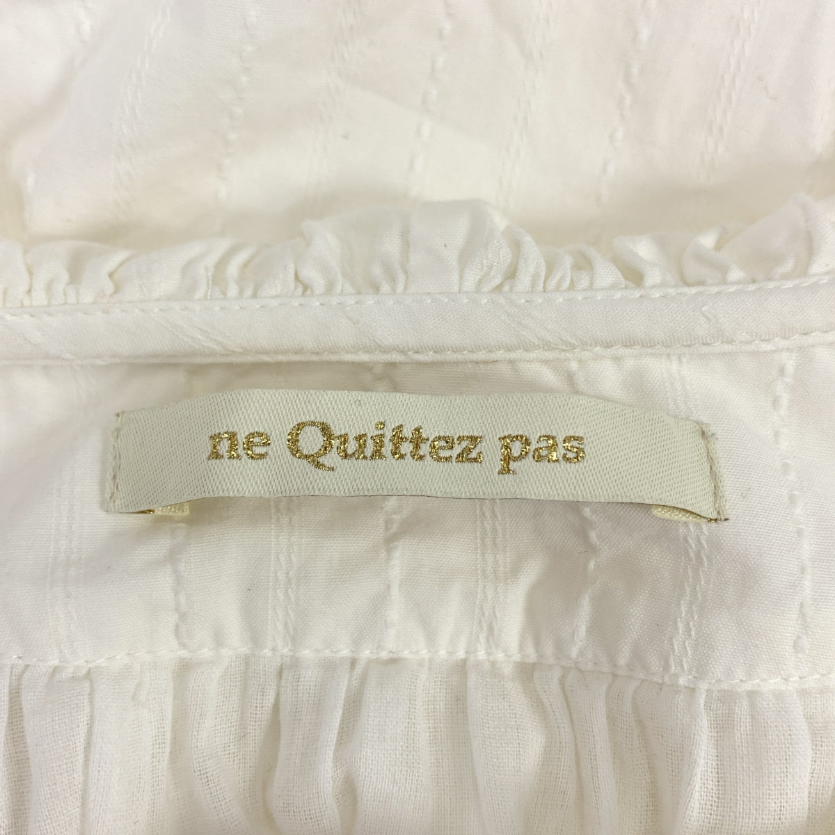 ne Quittez pas / 누키테파 | Poplin Dobby Zigzag Tape Big Collar Dress / 개더 볼륨 드레스 원피스 / 안감 | M |