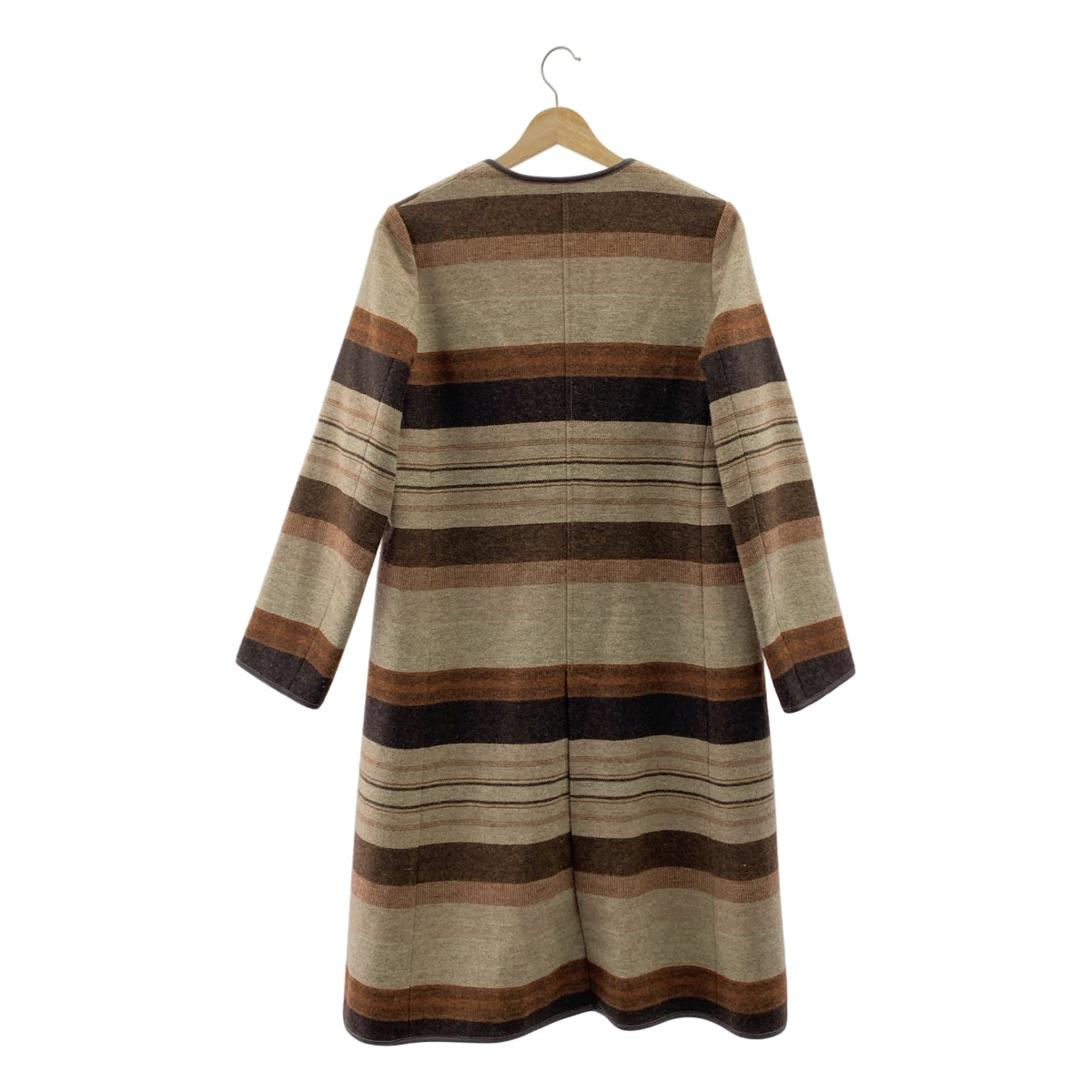 steven alan / スティーブンアラン | RAG BORDER COAT ラグ ボーダー ウール コート | M | ブラウン系 | レディース