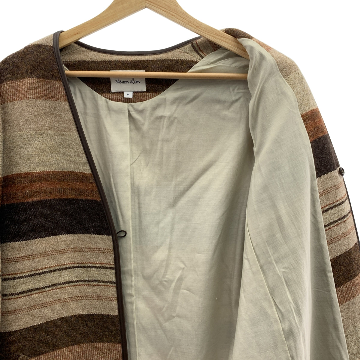steven alan / スティーブンアラン | RAG BORDER COAT ラグ ボーダー ウール コート | M | ブラウン系 | レディース