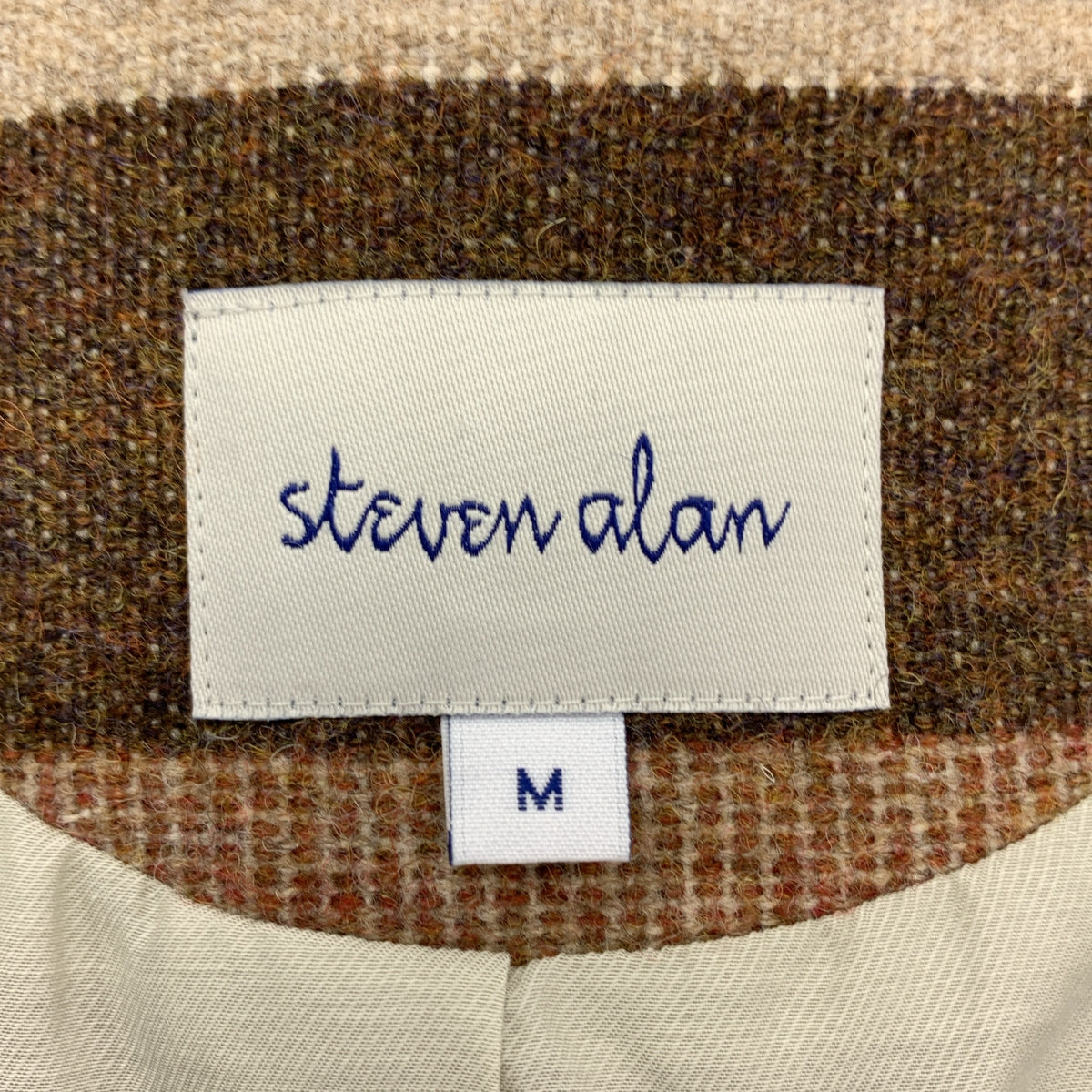 steven alan / スティーブンアラン | RAG BORDER COAT ラグ ボーダー ウール コート | M | ブラウン系 | レディース