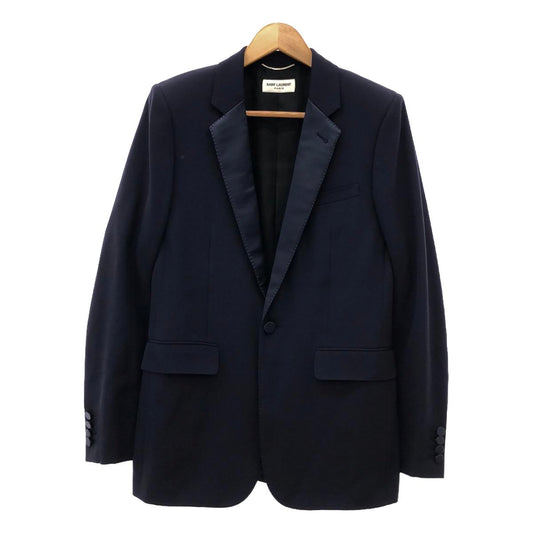 【미품】 SAINT LAURENT PARIS / 생로랑 파리 | 2015AW | SMOKING JACKET / 다른 소재 실크 전환 스모킹 테일러드 재킷 / 총 안감 | 46 | 네이비 | 남성