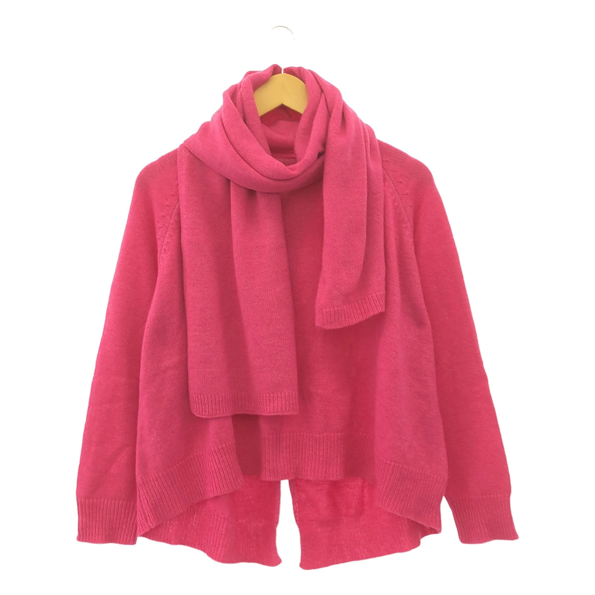 [品相良好] ichi | 圓領羊毛針織套頭衫配圍巾 | F | 粉紅色 | 女款