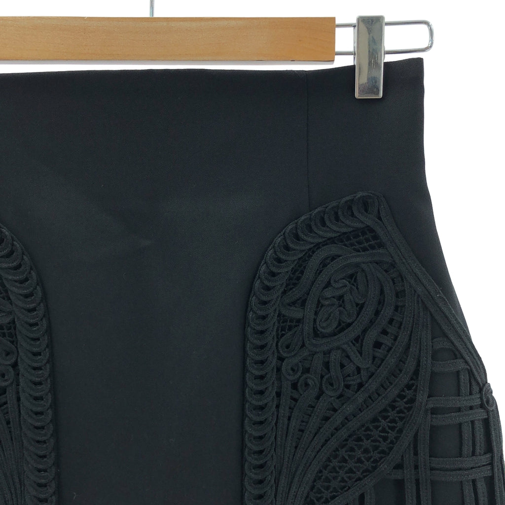 【미품】 Mame Kurogouchi / 마메쿠로고우치 | Wool High Waisted Mini Skirt 코드 엠브로이드 스커트 | 2 | 블랙 | 여성