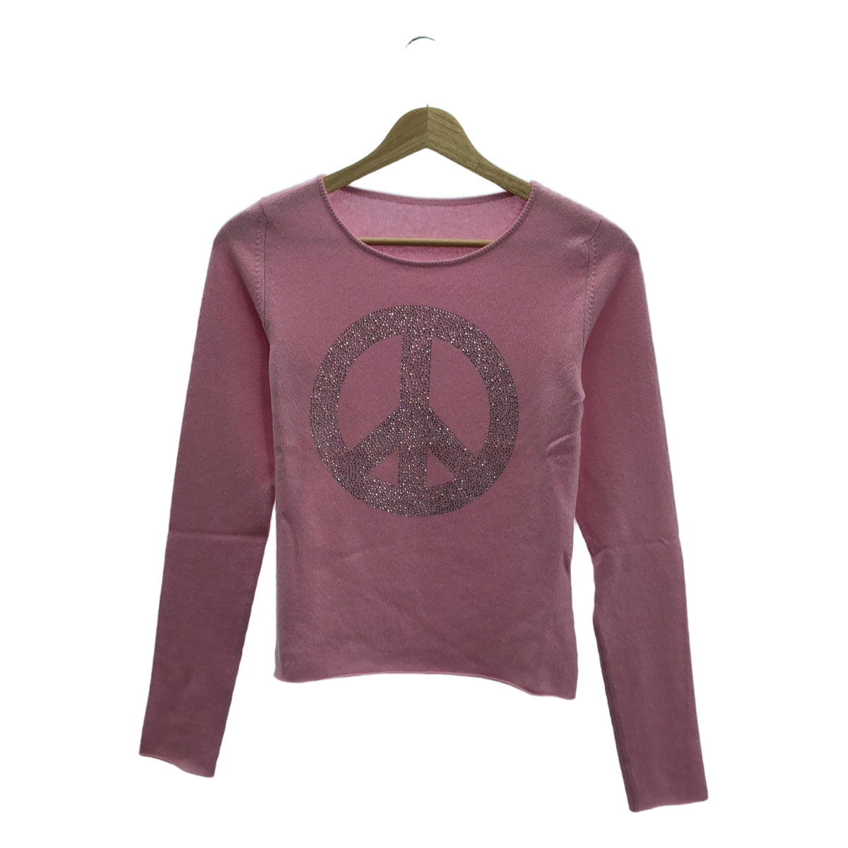 lucien pellat-finet / 루시안 페라피네 | 순수 캐시미어 평화 마크 스와 로브 스키 크루 넥 니트 | XS | 핑크 | 여성