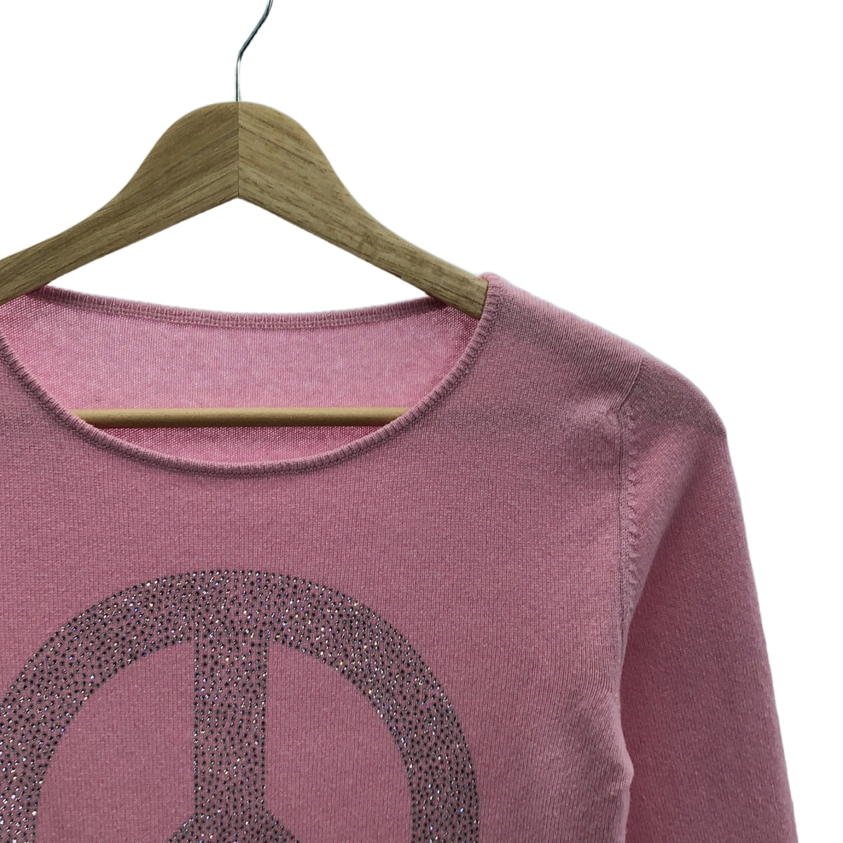 lucien pellat-finet / 루시안 페라피네 | 순수 캐시미어 평화 마크 스와 로브 스키 크루 넥 니트 | XS | 핑크 | 여성