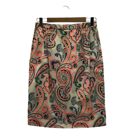JIL SANDER | Cotton Paisley Tuck Skirt | Size 38 | Women's