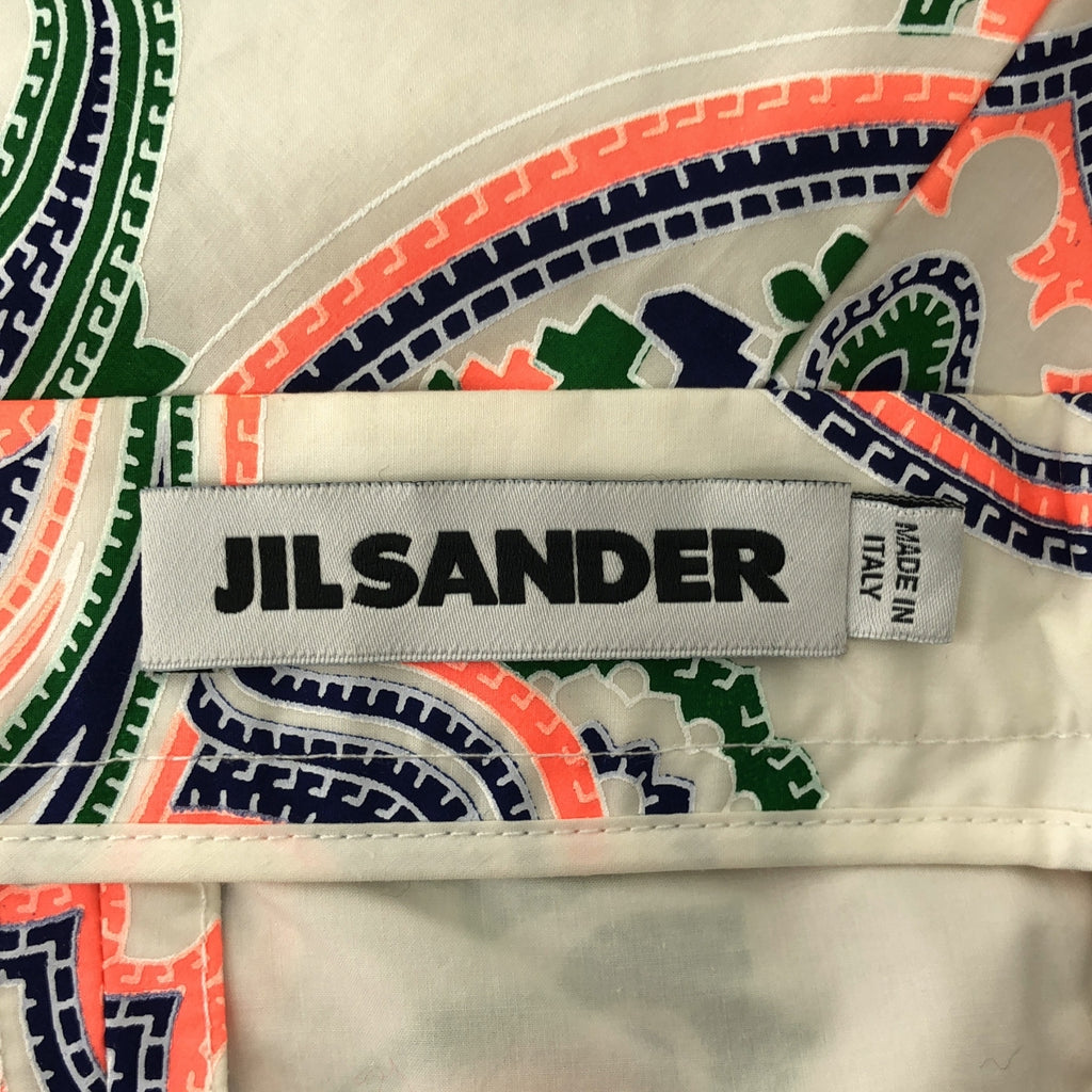JIL SANDER / ジルサンダー | コットン ペイズリー タック スカート | 38 | ホワイト系 | レディース