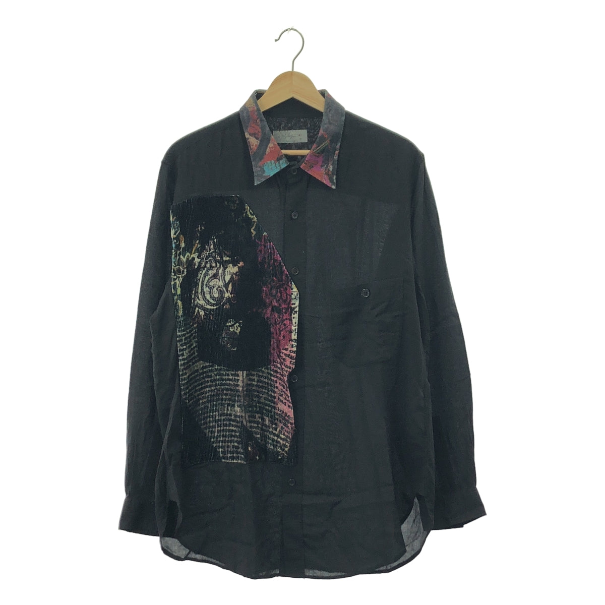 YOHJI YAMAMOTO POUR HOMME / ヨウジヤマモトプールオム | 柄衿パッチワーク付 セルロース シャツ | 2 | メンズ