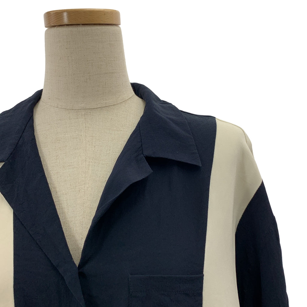 STELLA McCARTNEY | 100% 絲質 | 雙色真絲超大款開領襯衫 | 尺寸 34 |